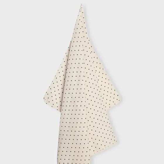 Moshi Moshi Mind Dotted badehåndklæde 100x150 cm - Ecru/Sort
