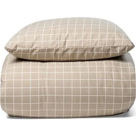 Nordstrand Home Sengetøj 200x220 cm Check Small, beige — 100% flonel