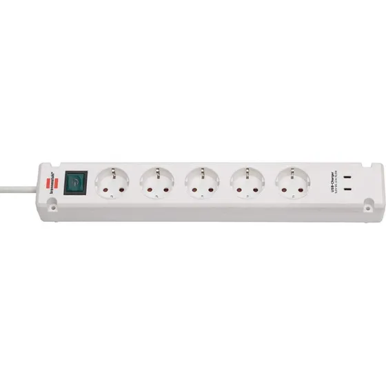 Brennenstuhl Bremounta 5-vejs strømskinne med 2 USB-C og 3m kabel