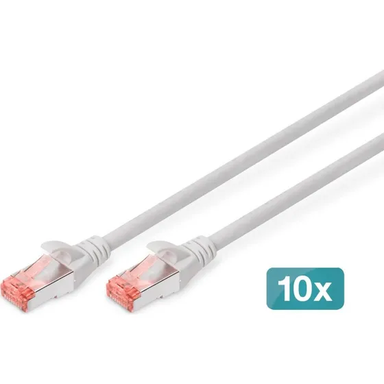 DIGITUS Cat 6 S/FTP Patchkabel - 5 m, 10 stk, Grå
