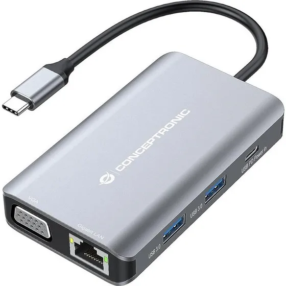 Conceptronic DONN21G USB-C Dockingstation - Grå