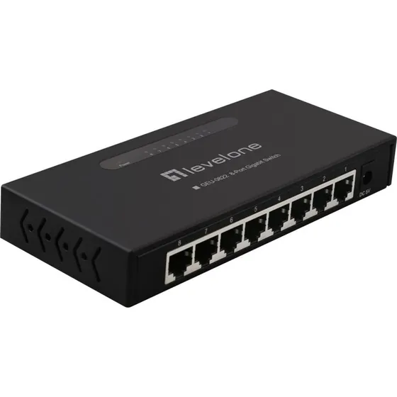 LevelOne 8-port Gigabit Switch GEU-0822 - Sort