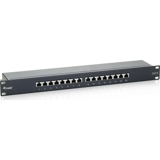 EQUIP 16-port Cat.6 skærmet patchpanel - sort 1U