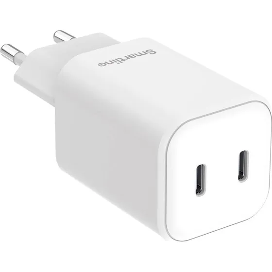 Smartline Vægoplader 45W, 2x USB-C - Hvid