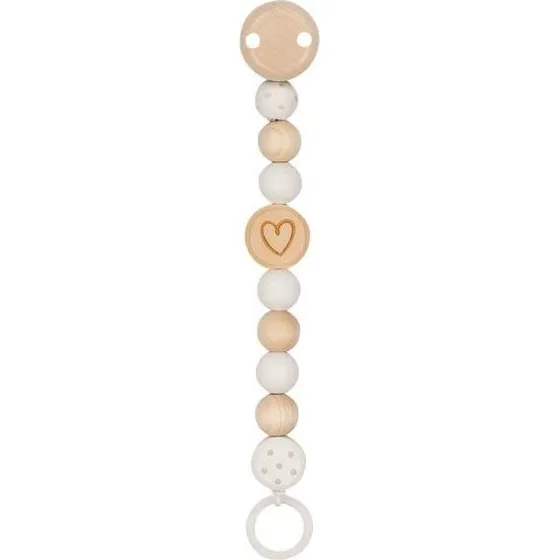 Goki Wooden Pacifier Chain Heart - Suttekæde i træ