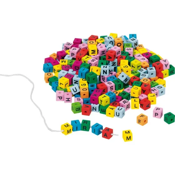 Goki Bogstavperler af Træ - 300 stk. - Farverige