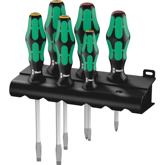 Wera 334 SK/6 Kraftform Plus Lasertip Skruetrækkersæt med Rack, 6 dele