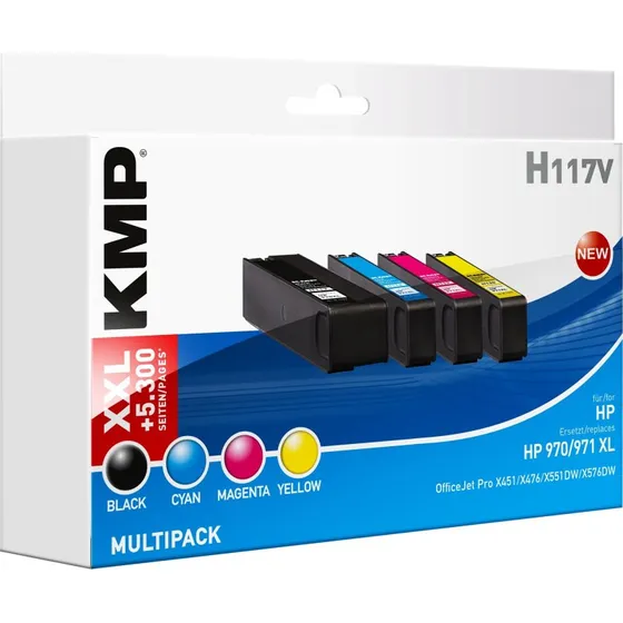 KMP H117V Multipack - Sort, Gul, Cyan, Magenta Blæk