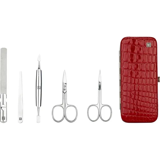 Zwilling Classic Manicure Neglesæt - 5 dele i rødt læderetui