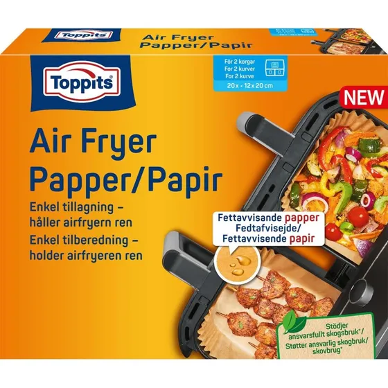 Toppits Airfryer filterpapir 12x20cm, non-stick, 7-pak