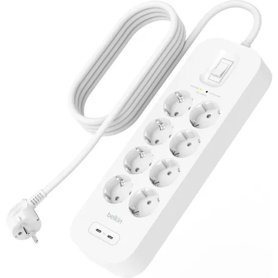 Belkin Connect Overspændingsbeskyttet Stikdåse - 8 Schuko, 2x USB, 2 m