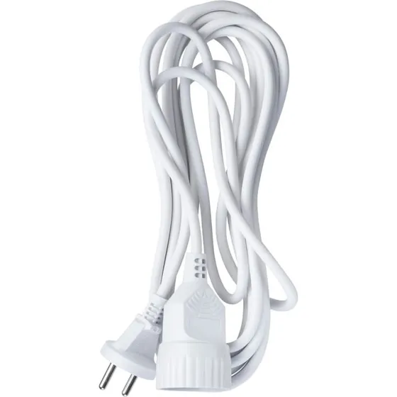 E-Line Forlængerledning 2x1,0 mm² 5 m, hvid (uden jord)