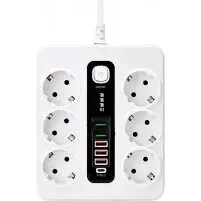 INF EU 6-stik med 5 USB-porte og 1 USB-C