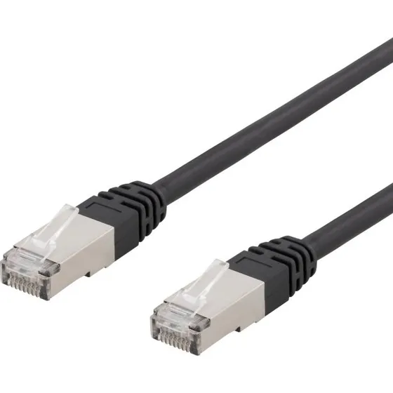 DELTACO S/FTP Cat6 Patchkabel, 3m, 250MHz, UV-resistent, Sort