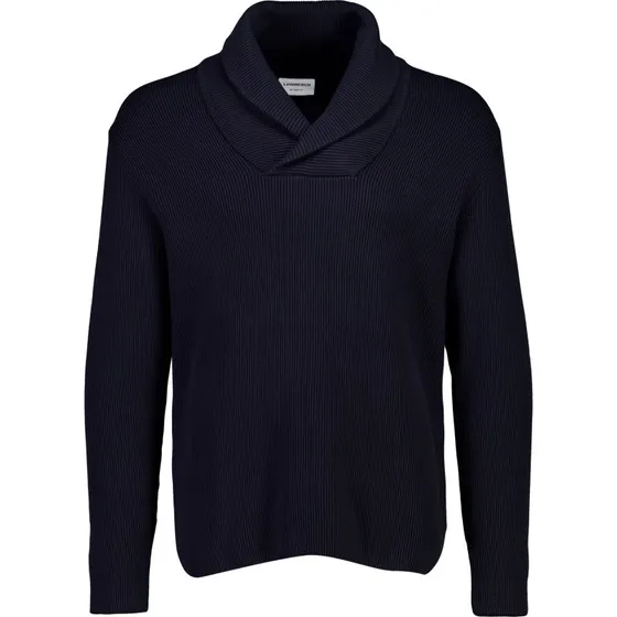 Lindbergh Shawl Collar Rib-strik, marineblå XL
