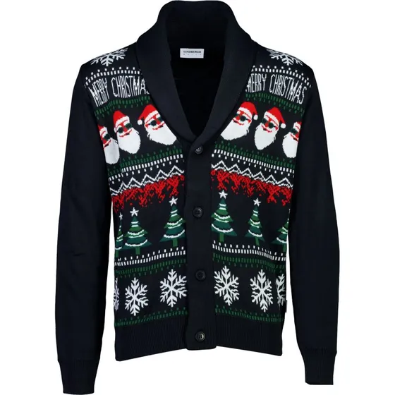 Lindbergh Xmas shawl collar cardigan - Sort XXL