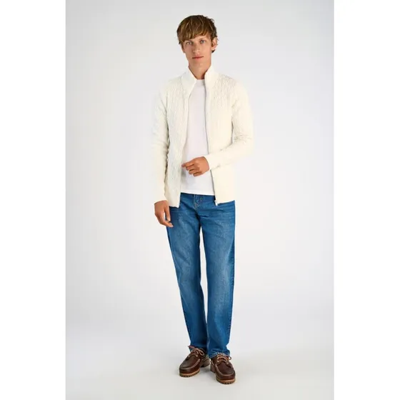 Lindbergh Recycle Structure Full Zip Cardigan Offwhite