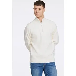 Lindbergh Half Zip Ribstriktrøje - Pearl White, S