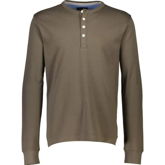 Lindbergh Solid Granddad Langærmet T-shirt Deep Army 3XL