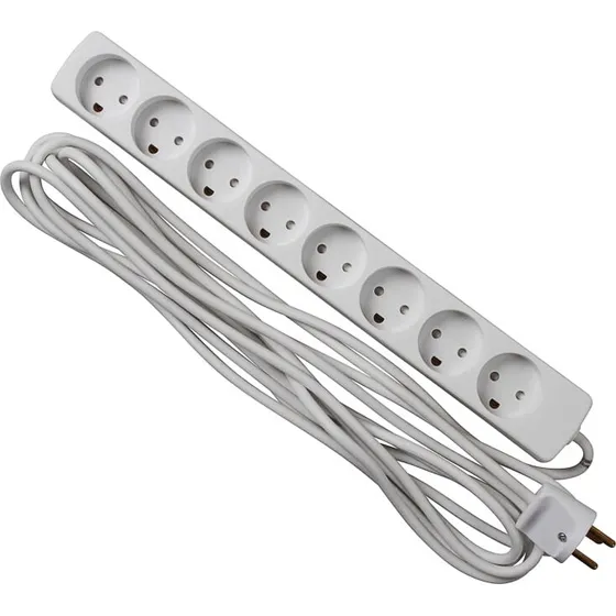 Thorkild Larsen Stikdåse 8 udtag med jord, 5 m, hvid