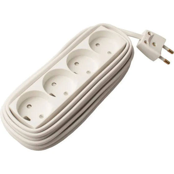 Elworks stikdåse 4 udtag med 5,0 m ledning, hvid