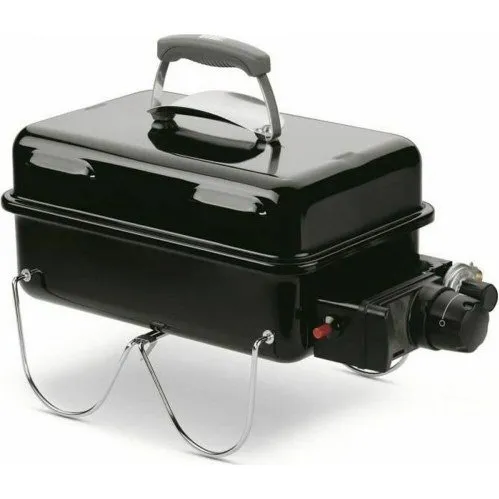Weber Go-Anywhere gasgrill, emaljeret stål, sort
