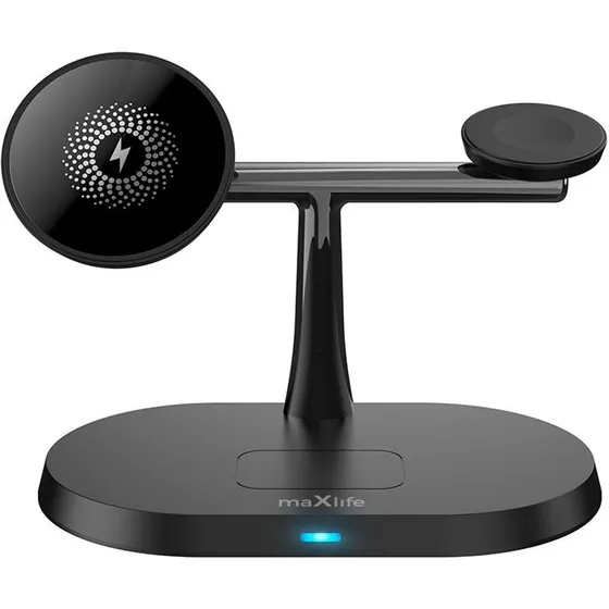 Maxlife 3-i-1 trådløs oplader 15W - Sort