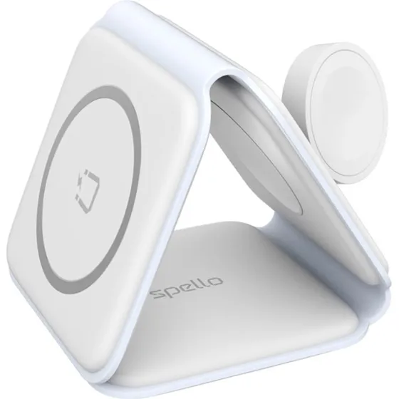 Spello 3-i-1 Foldbar Trådløs Oplader 15W (MagSafe) Hvid