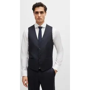 BOSS HUGE jakkesætsvest slim fit, 100% uld - mørkeblå