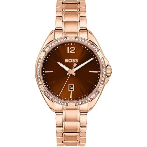 Hugo Boss Felina 1502621 – Forgyldt stål dameur, 32 mm, brun