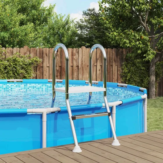vidaXL Poolstige til delvist nedgravet pool, 5-trins, 222 x 128 cm