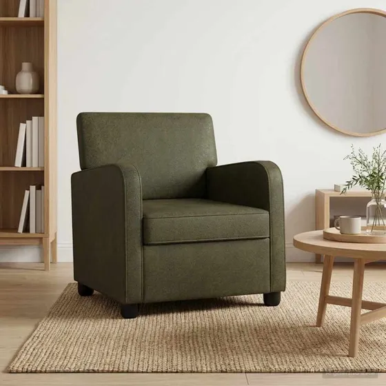 vidaXL Lænestol Army Grøn i Faux Suede Læder