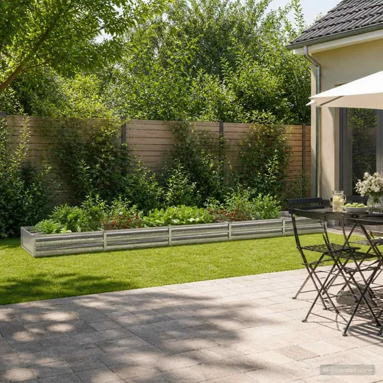 vidaXL Hævet Havebed Sølv 400 x 80 x 24 cm Galvaniseret Stål