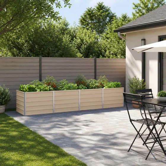 vidaXL Hævet Havebed Elfenben 320 x 80 x 55 cm i koldvalset stål