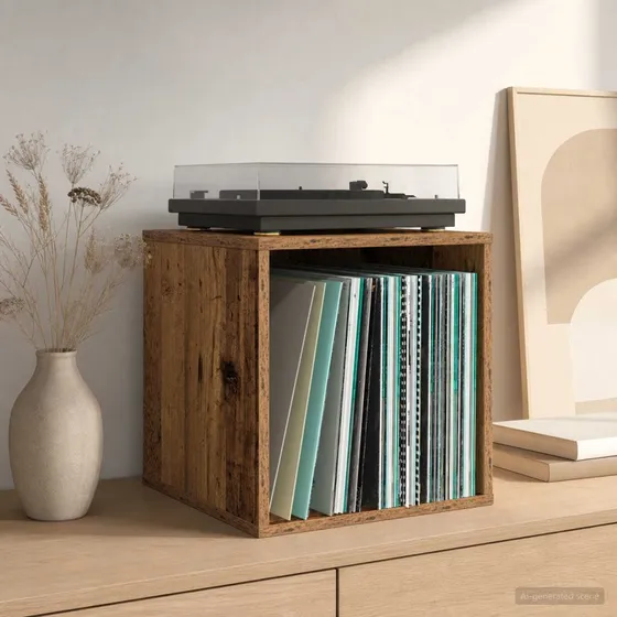 vidaXL Vinylalbum kasse 2 stk. Gammelt træ 37 x 36,5 x 38 cm