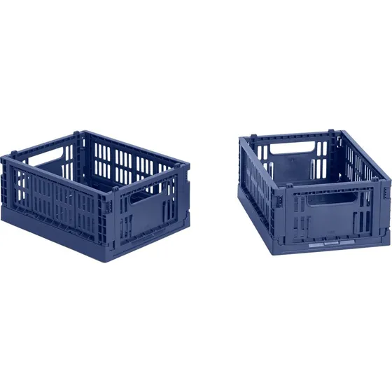 HAY Colour Crate Mini Opbevaringskasse, mørkeblå, 2 stk.