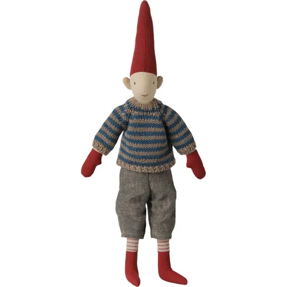 Maileg Nisse 2026 Pixy Dreng Str. 2 - Blå Stribet Strik