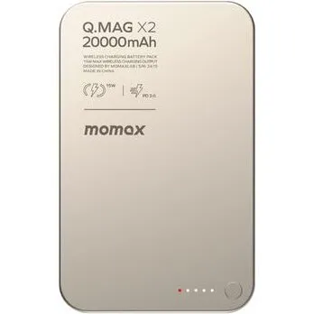 Momax Q.Mag X2 20000mAh magnetisk trådløs powerbank, Titanium Guld