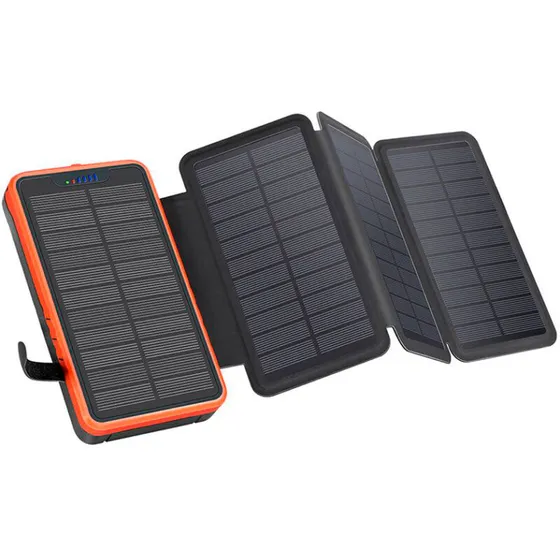 Lippa foldbar solenergibank 10000mAh 10,5W, 2x USB-A – sort/orange