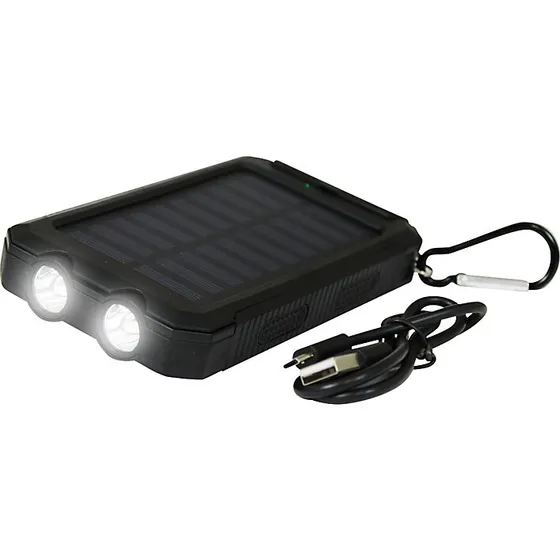 Outdoor Powerbank 10.000 mAh med solcelle, 2x USB og lygte