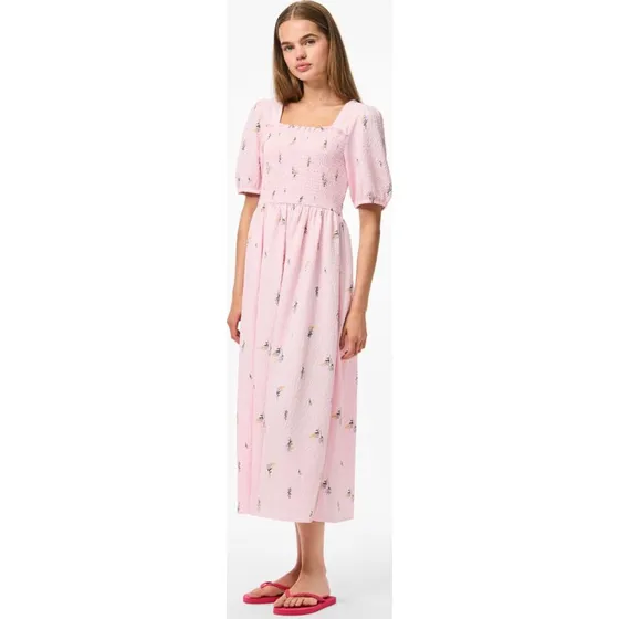 PCJEO SS WVN Smock midikjole med firkantet hals