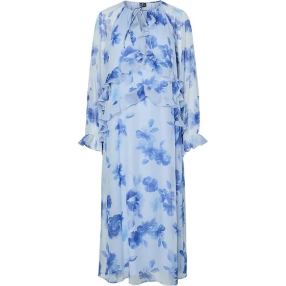 Pieces PCCLARA Midikjole V-hals – Blomster/Cashmere Blue