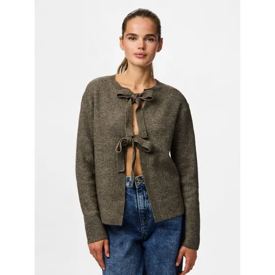 Pieces PCSILLY LS Tie Cardigan - Morel