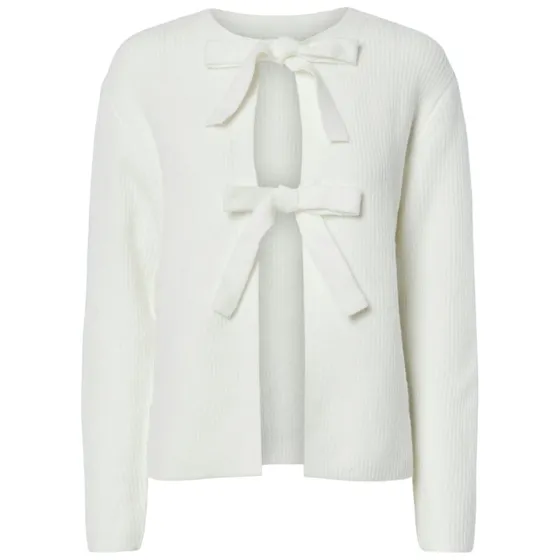 Pieces Silly LS Tie Cardigan – Cloud Dancer