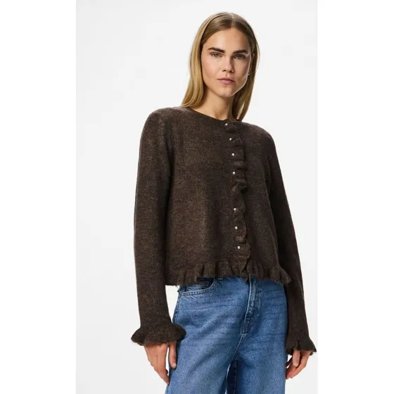 Pieces Pclydia Frill Knit Cardigan - Coffee Quartz