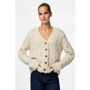 PCNINA V-hals strikket cardigan, Medium Grey Melange