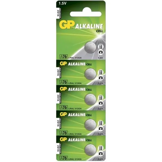 GP Alkaline LR44 (A76) 1,5V knapcelle - 5 stk.