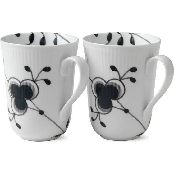 Royal Copenhagen Sort Mega Riflet krus 36 cl, 2-pak