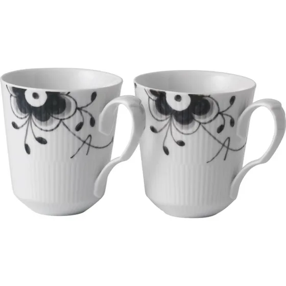 Royal Copenhagen Sort Mega Riflet krus, 2 stk. 38 cl