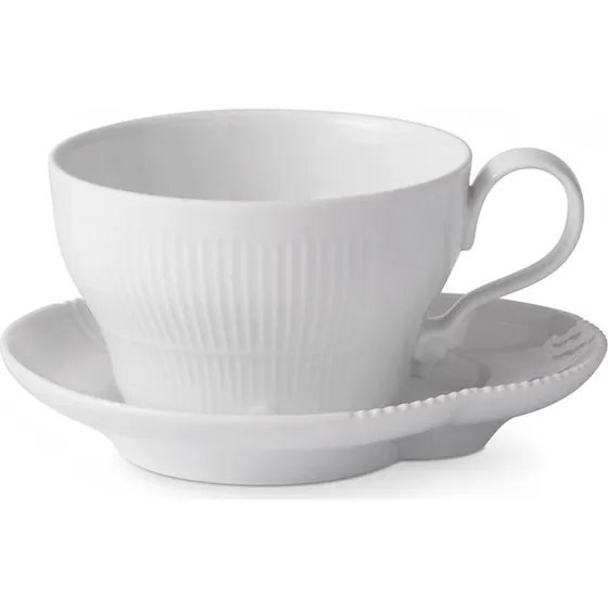 Royal Copenhagen Hvid Elements kop med underkop 26 cl